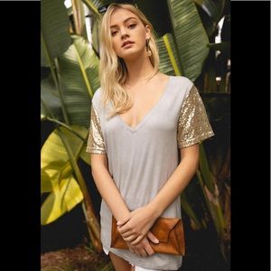 The “Grace” Sequin Sleeve Tee